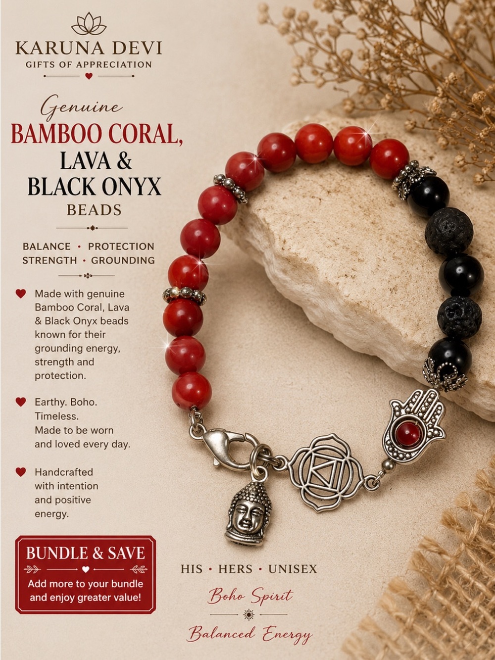 Bamboo Coral, Lava, Genuine Stone